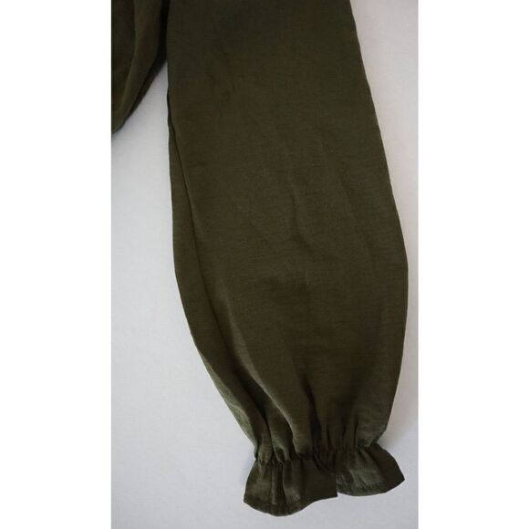 TopShop 13001TKHA Women's Sz 8 Green Ruffle Sleeves Crop Top Blouse - Picture 4 of 4